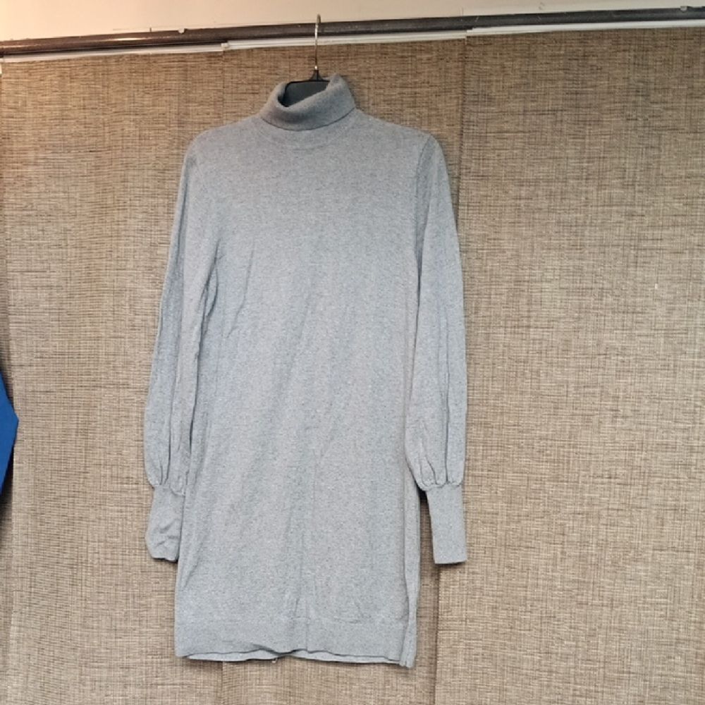 Wayf Heather Gray Cotton Wool Turtleneck Sweater Dress